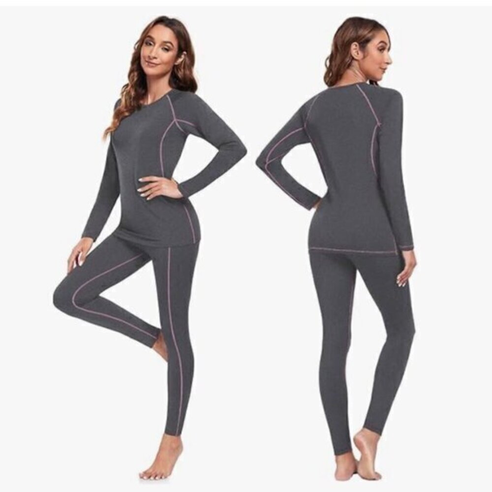 Simiya Thermal Underwear Women's Long Sleeves Shirt & Pants Pajamas set L NWTO